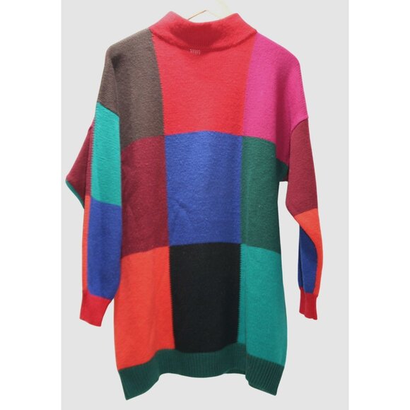 The Limited Sweaters - VTG 80s 90s The Limited Bold Geometric Color Block Mock Neck Womens Sweater M/L